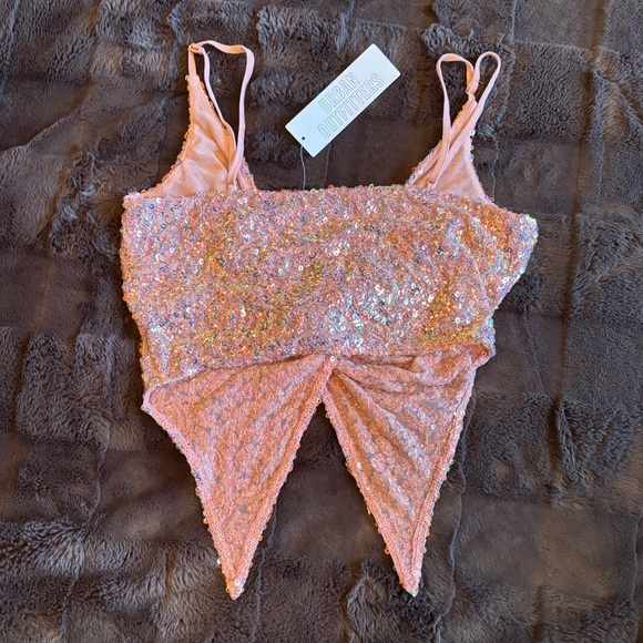 NWT Urban Outfitters Silence + Noise Small Pink Sparkle Sequin Tank Top - Picture 7 of 8
